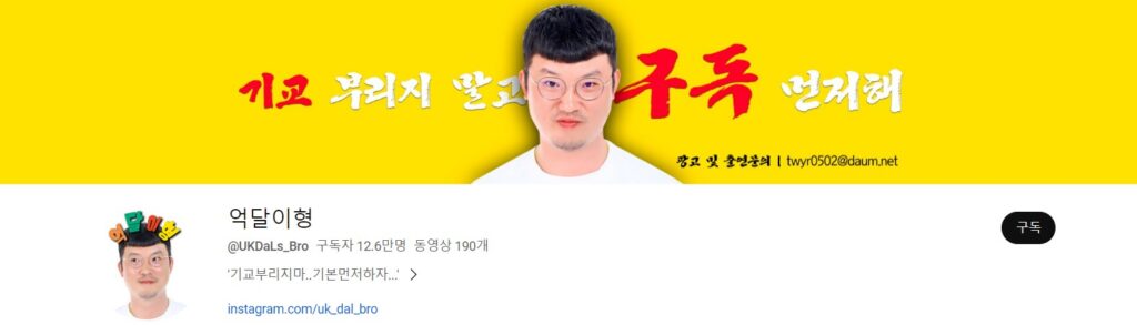 유튜브 채널 '억달이형'