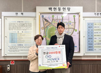 (주)모백스, 성남시 분당구에 2천만원 이웃돕기 성금 기탁