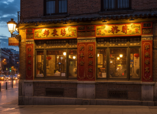 스페인 마드리드로 여행할 사람들은 여기를 조심하세요 스페인에 있는 중식당 외관 모습 / Ai생성