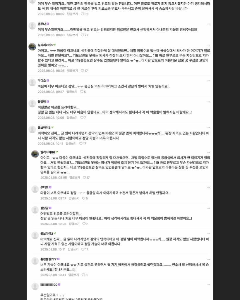 고인에 대한 댓글