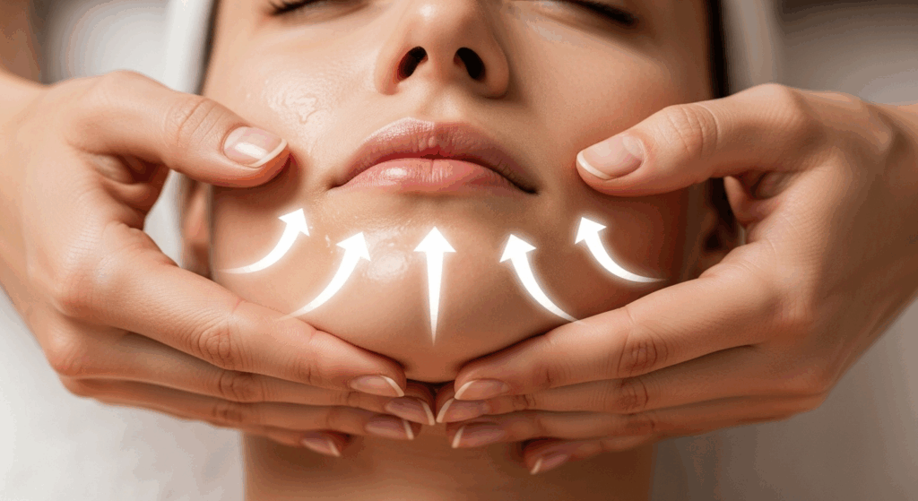 얼굴마사지의 시작은 턱이다.