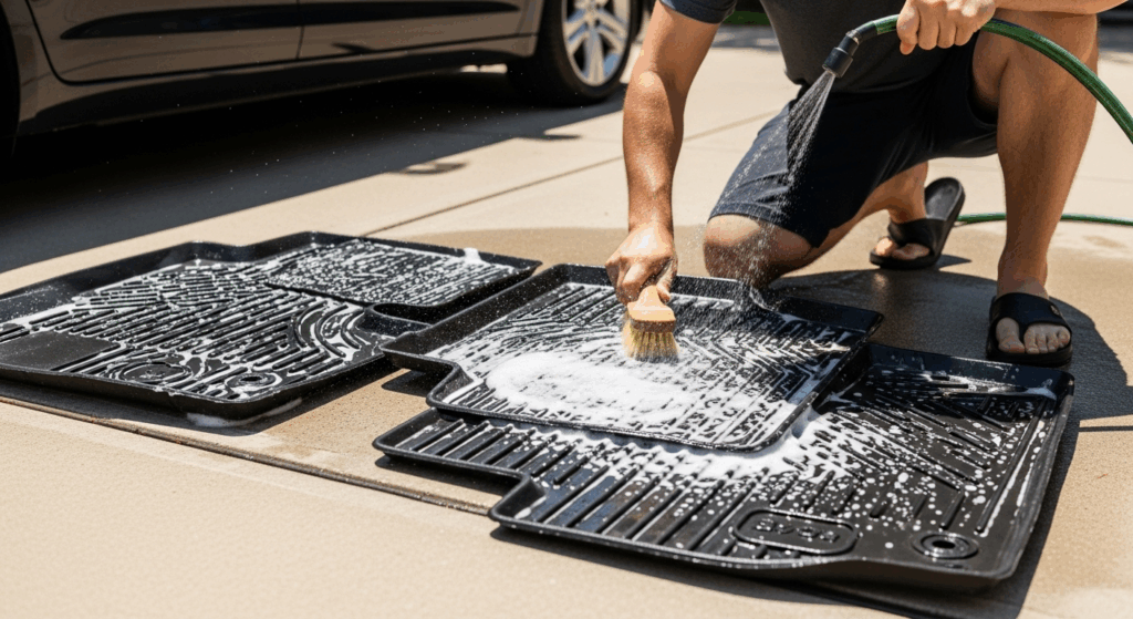 정기적 매트 세척은 차량 공기질 관리의 우선적인 방법이다.