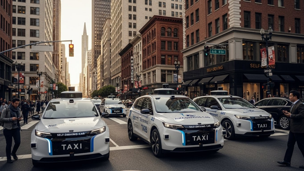 미국은 이미 자율주행 택시가 상용화되어 운행되고 있다. / Ai생성 이미지